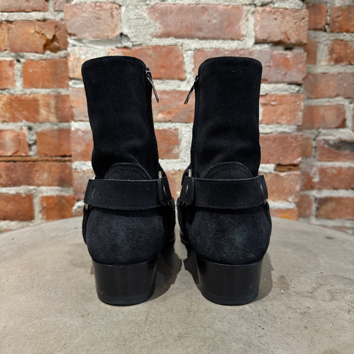 SAINT LAURENT FW13 SUEDE WYATT HARNESS BOOTS ‘BLACK’