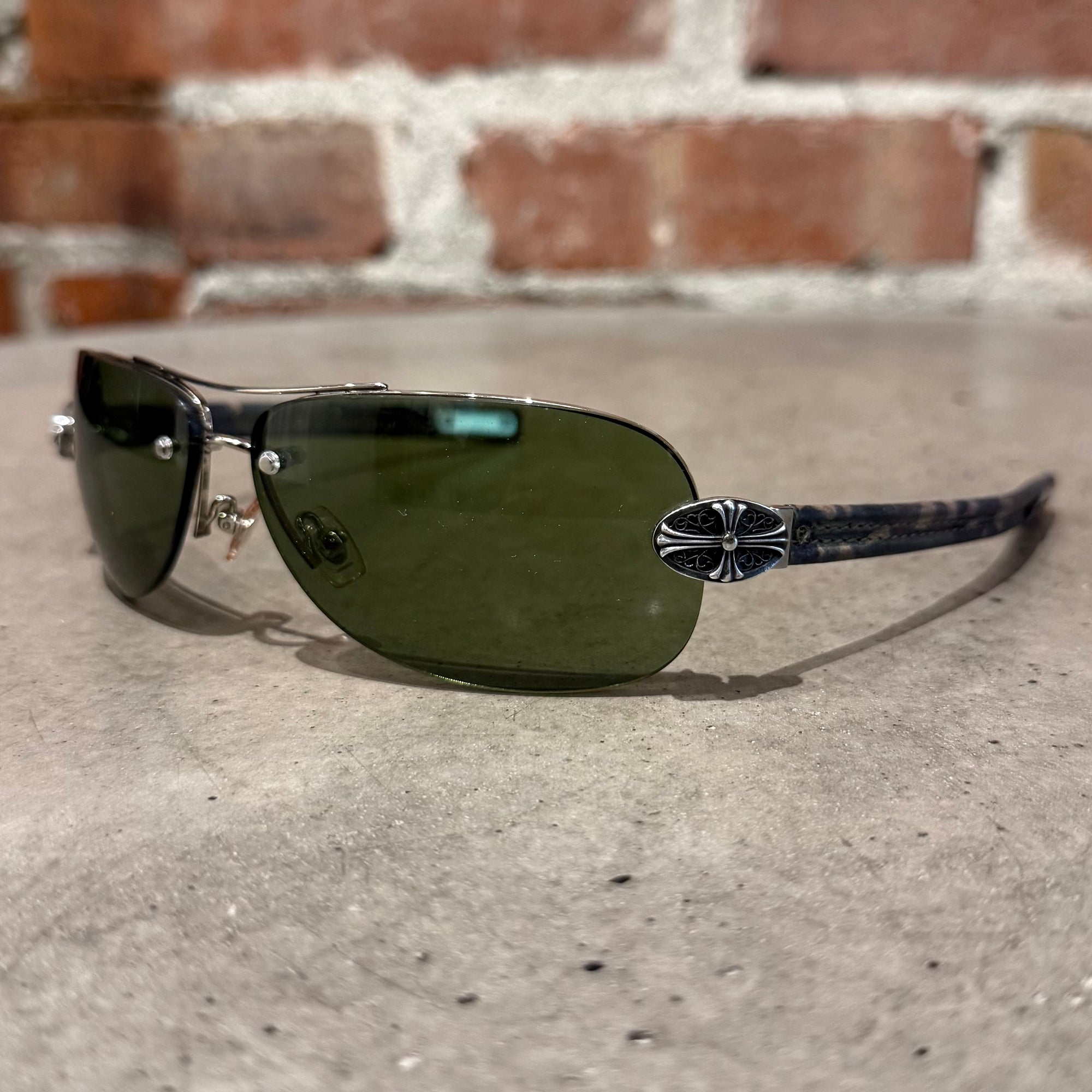 CHROME HEARTS LITTLE CLASSIC OVAL AVIATOR SUNGLASSES ‘CAMO’