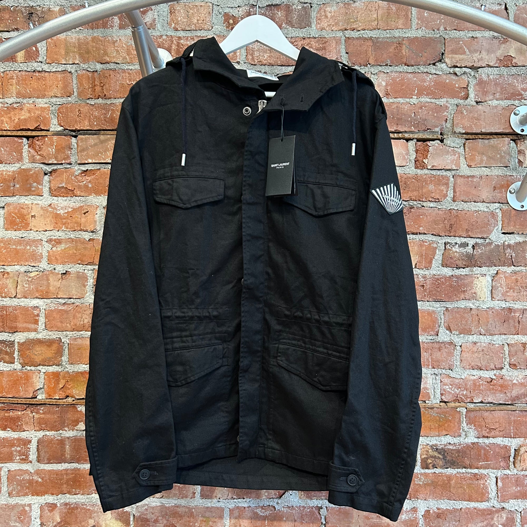 SAINT LAURENT SS19 GABERDINE MILITARY PARKA ‘BLACK’