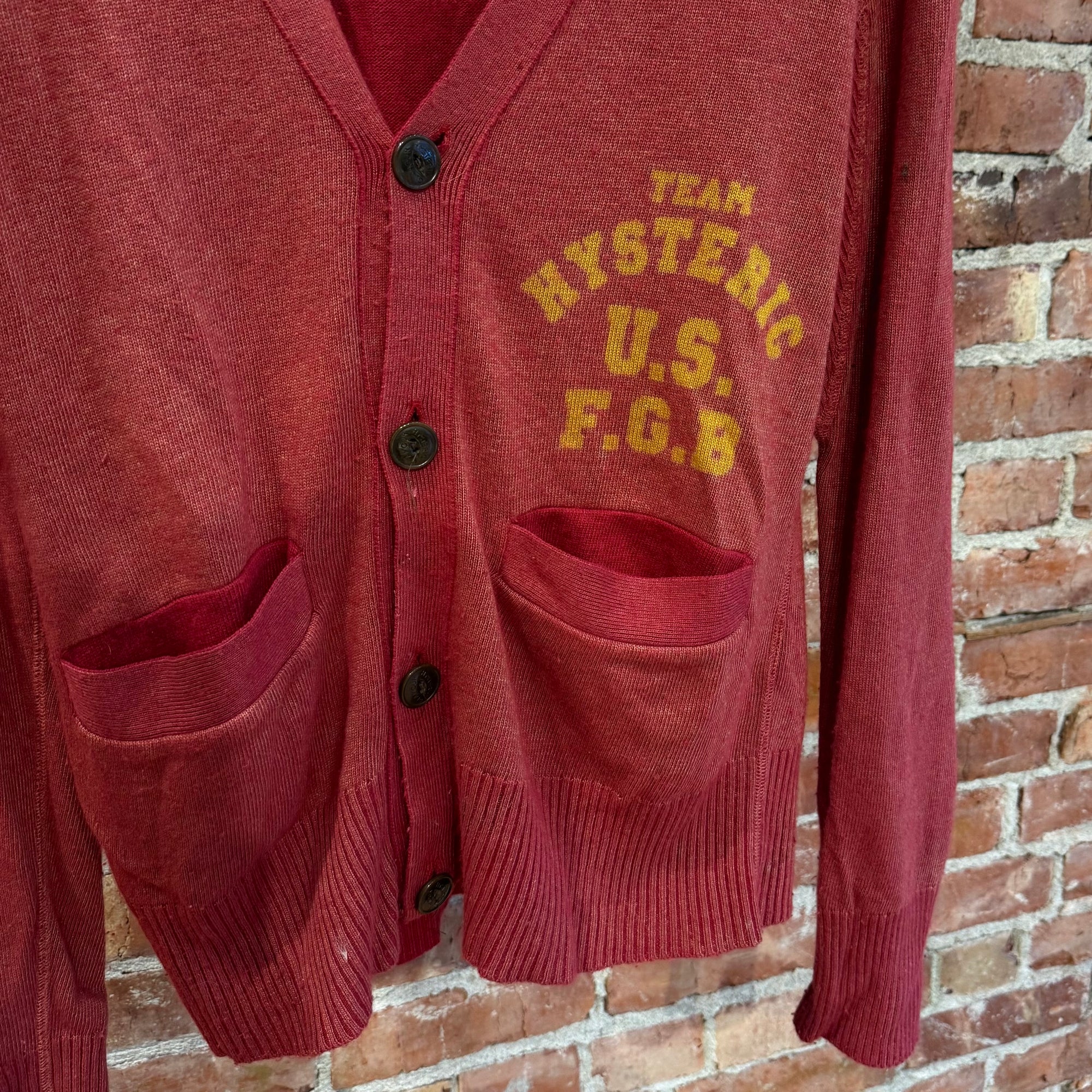 HYSTERIC GLAMOUR COLLEGIATE PREP CARDIGAN ‘RED’