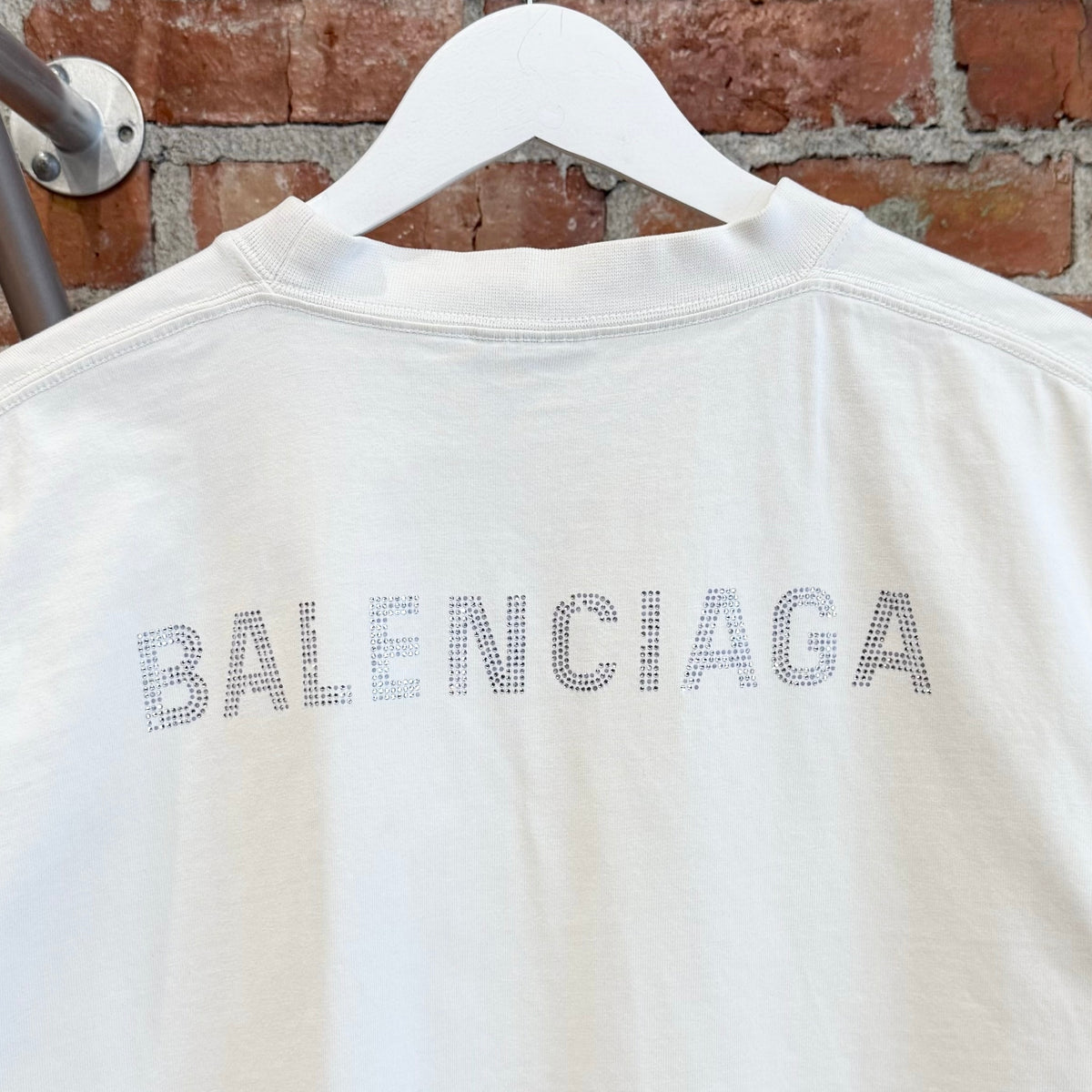BALENCIAGA SS22 RHINESTONE LOGO TEE ‘WHITE’