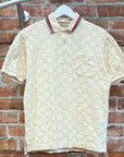 GUCCI JACQUARD GG TIPPED POLO SHIRT ‘CREAM’