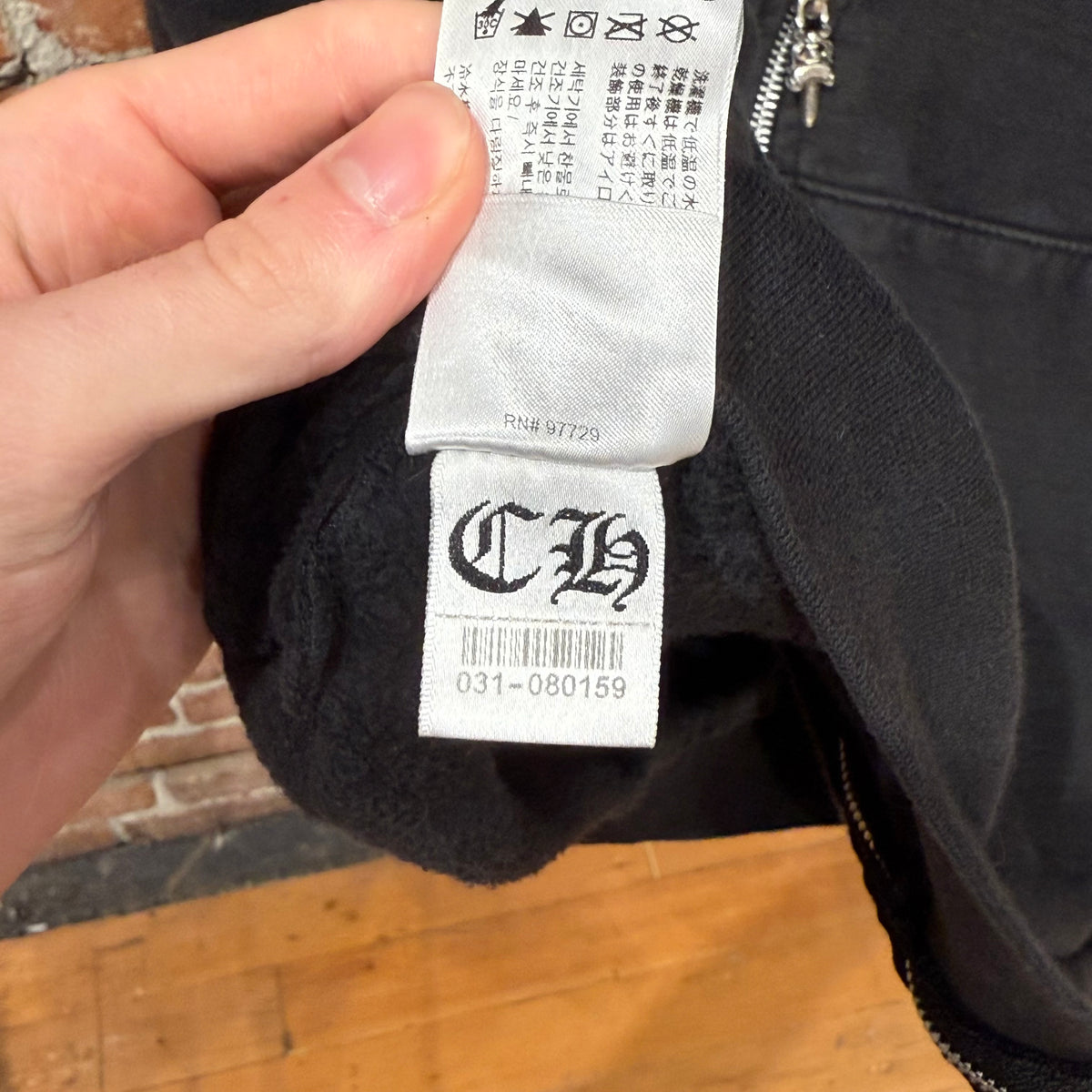 CHROME HEARTS FADED T-BAR ZIP HOODIE ‘BLACK’