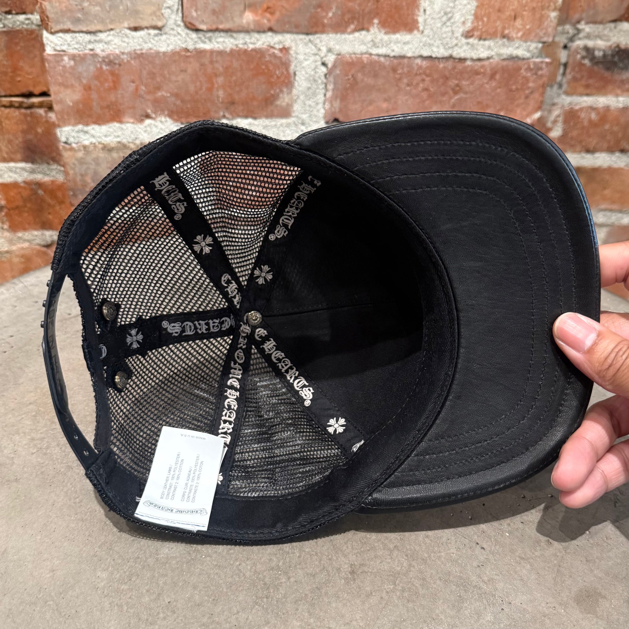 CHROME HEARTS FLEUR LEATHER HAT ‘BLACK’