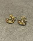 VIVIENNE WESTWOOD GOLD MICRO ORB EARRINGS 'CLEAR'