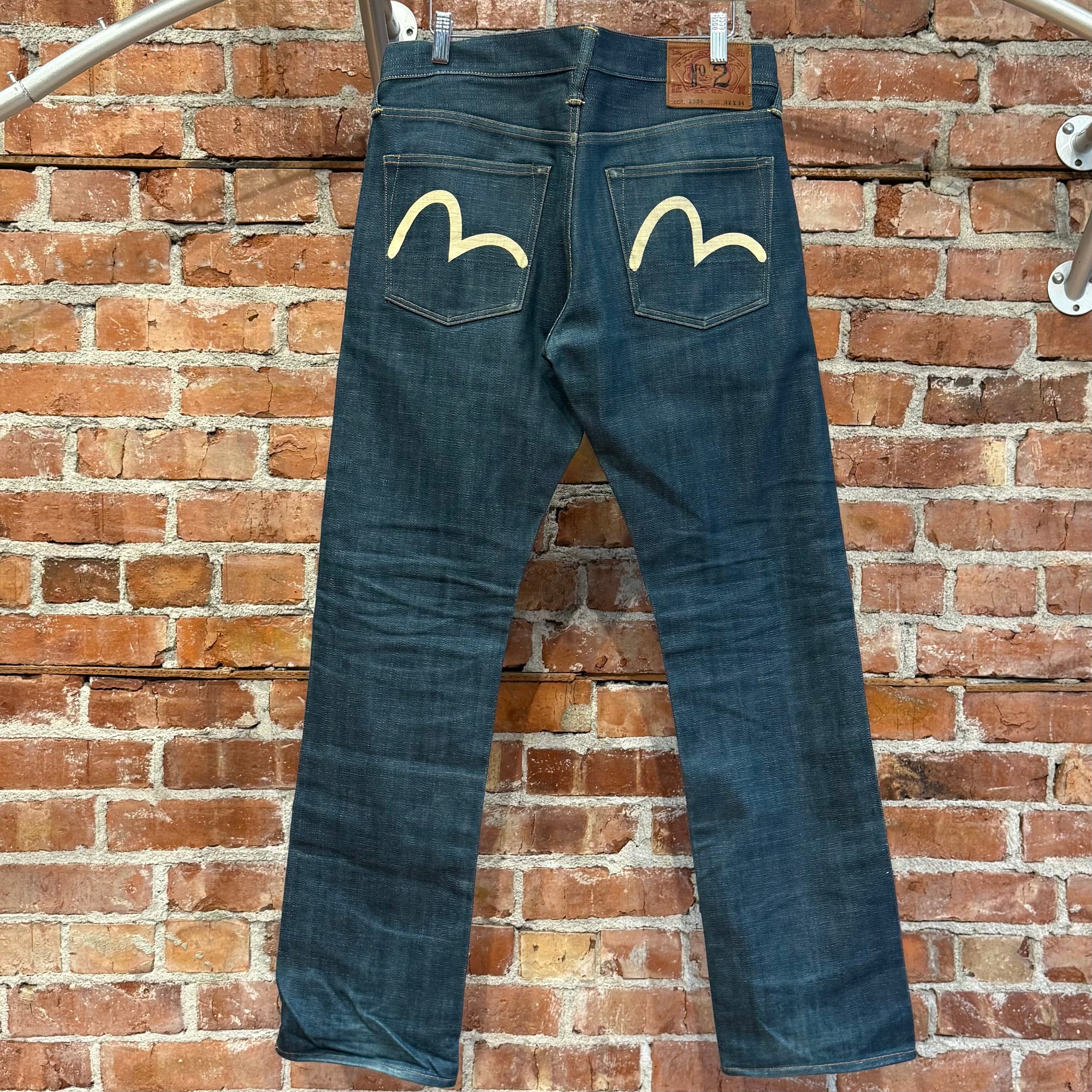 EVISU LOT 2008 THIN GULL STRAIGHT FIT DENIM ‘WASHED INDIGO/IVORY’
