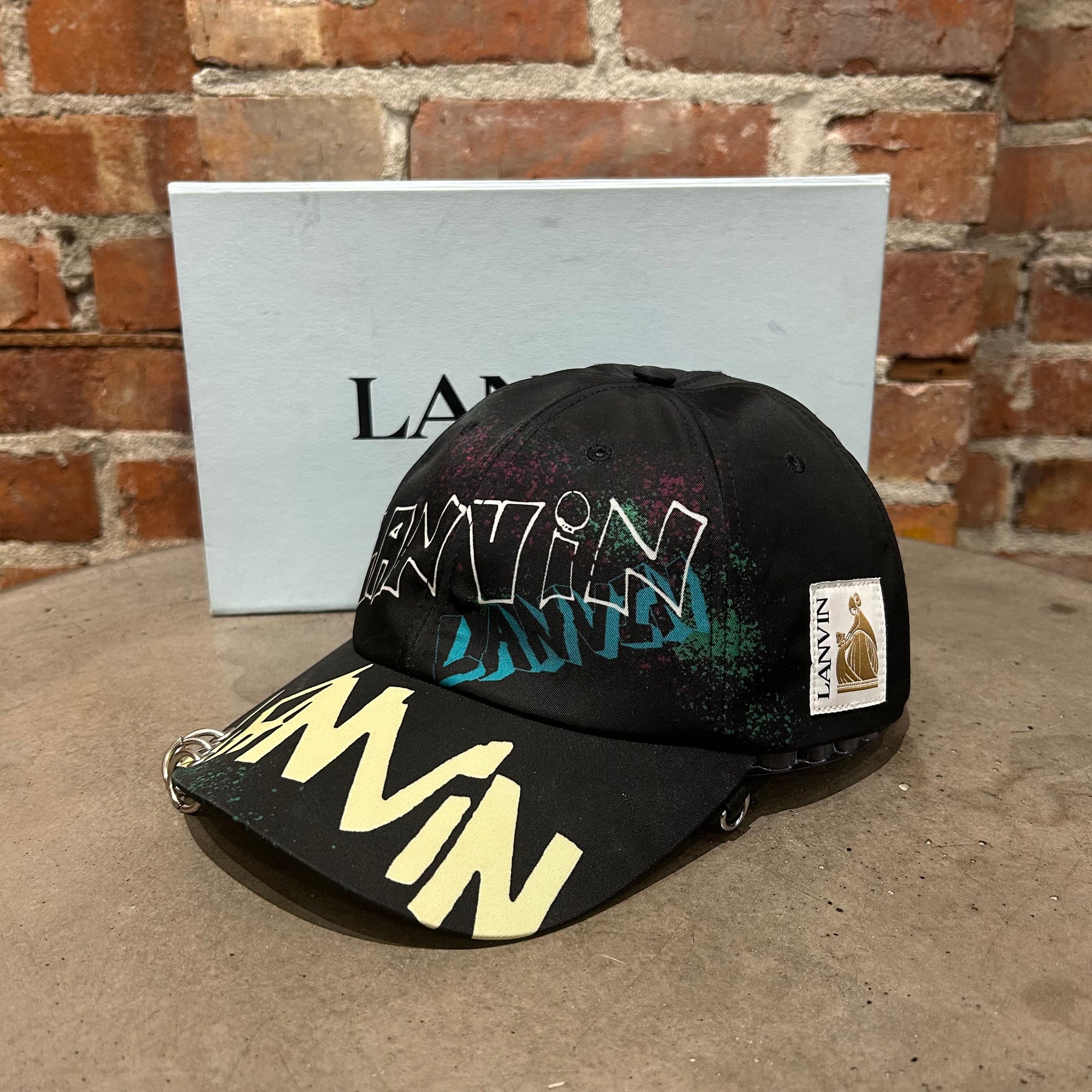 LANVIN PUNK GRAFFITI PRINT CAP ‘BLACK’