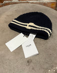 CELINE BONNET LOGO COTTON BEANIE ‘NAVY’