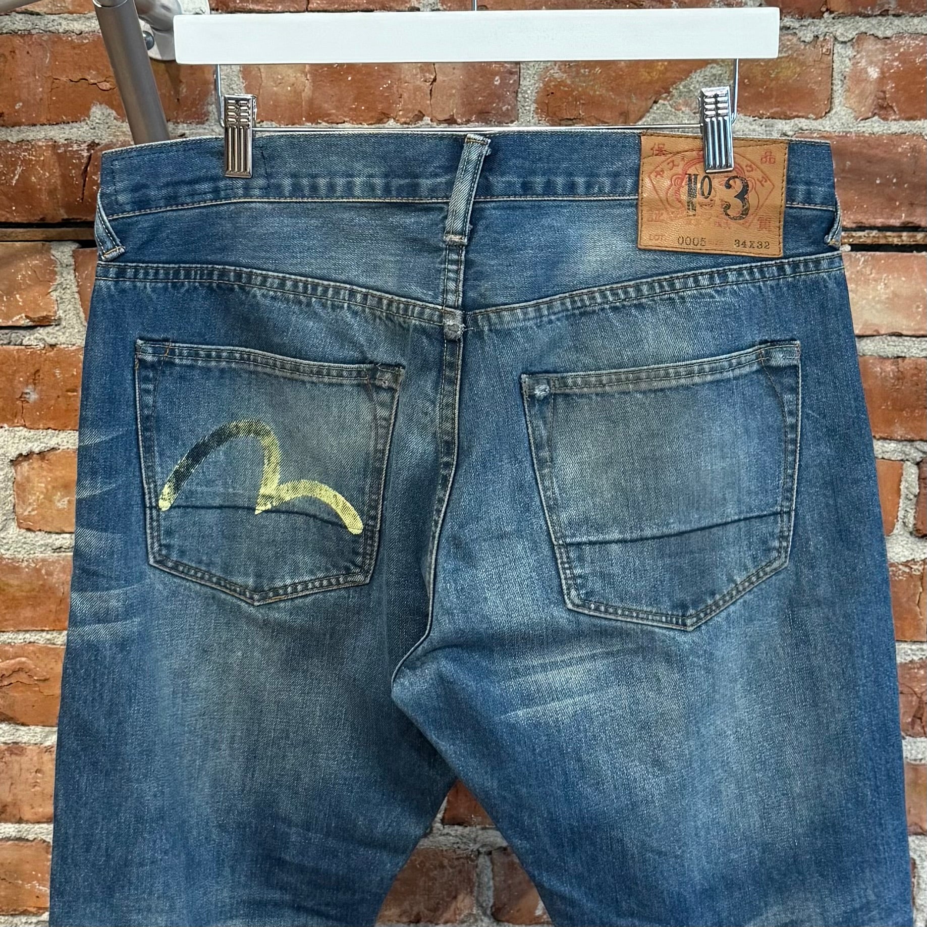 EVISU LOT 005 OFFSET GULL PRINT DENIM ‘BLUE/IVORY’