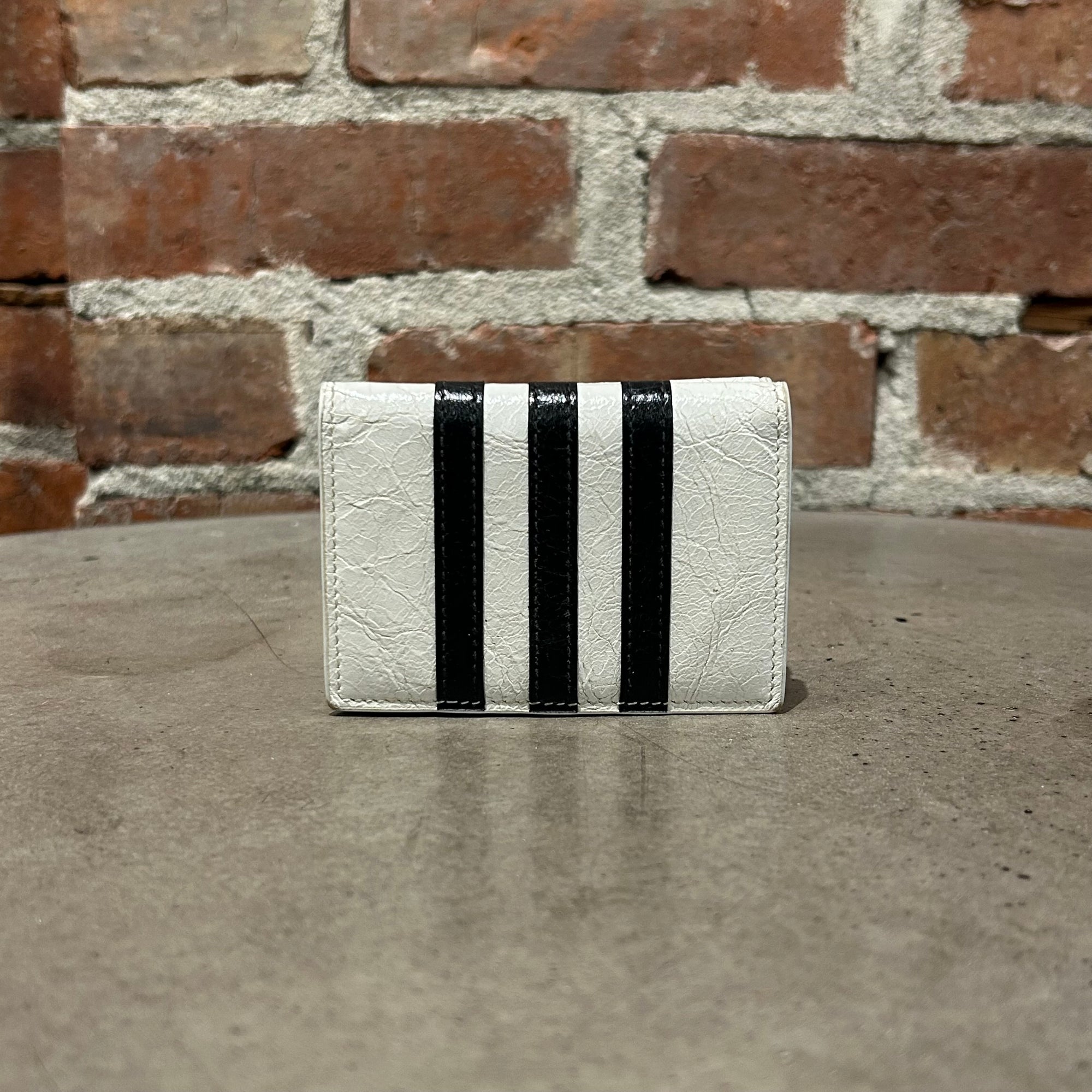 BALENCIAGA X ADIDAS TRIFOLD LAMBSKIN WALLET ‘BLACK/WHITE’