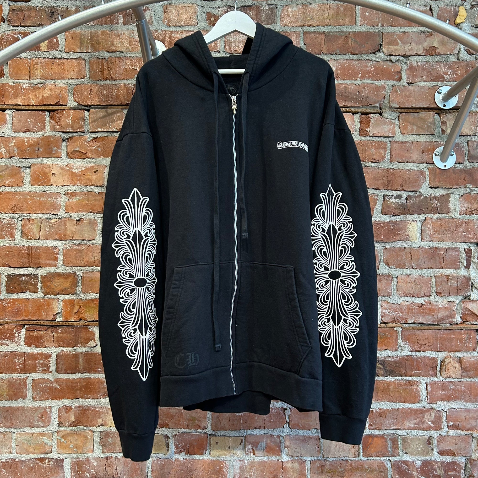 CHROME HEARTS DAGGER VINE EYE CHART ZIP HOODIE ‘BLACK’