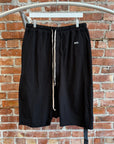 RICK OWENS DRKSHDW JERSEY DRAWSTRING POD SHORTS (L) ‘BLACK’