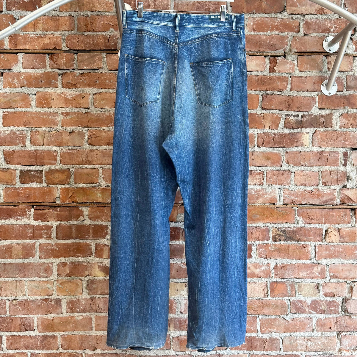 BALENCIAGA SS20 TROMPE L'OEIL DENIM PRINT SWEATPANTS ‘BLUE’