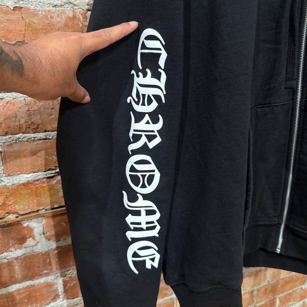 CHROME HEARTS THERMAL SCRIPT LOGO ZIP HOODIE ‘BLACK’