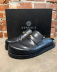 VERSACE LEATHER CLOG MULES ‘BLACK’