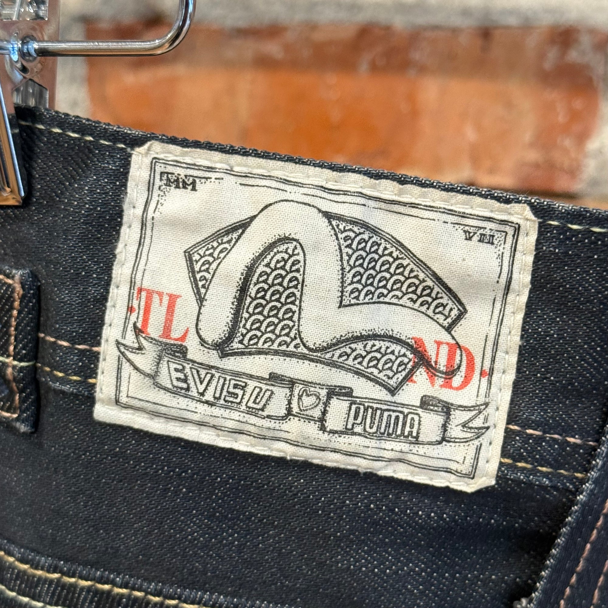EVISU X PUMA BUCKLE-BACK STRAIGHT DENIM ‘INDIGO/MINT’