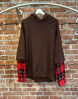 MARNI LAYERED FLANNEL HOODIE ‘BROWN/RED’