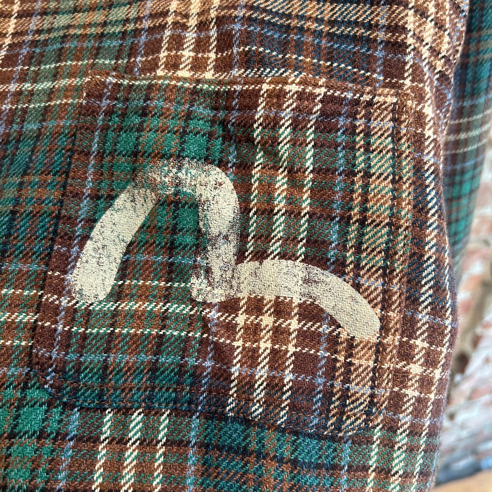 EVISU DISTRESSED FLANNEL 'GREEN'