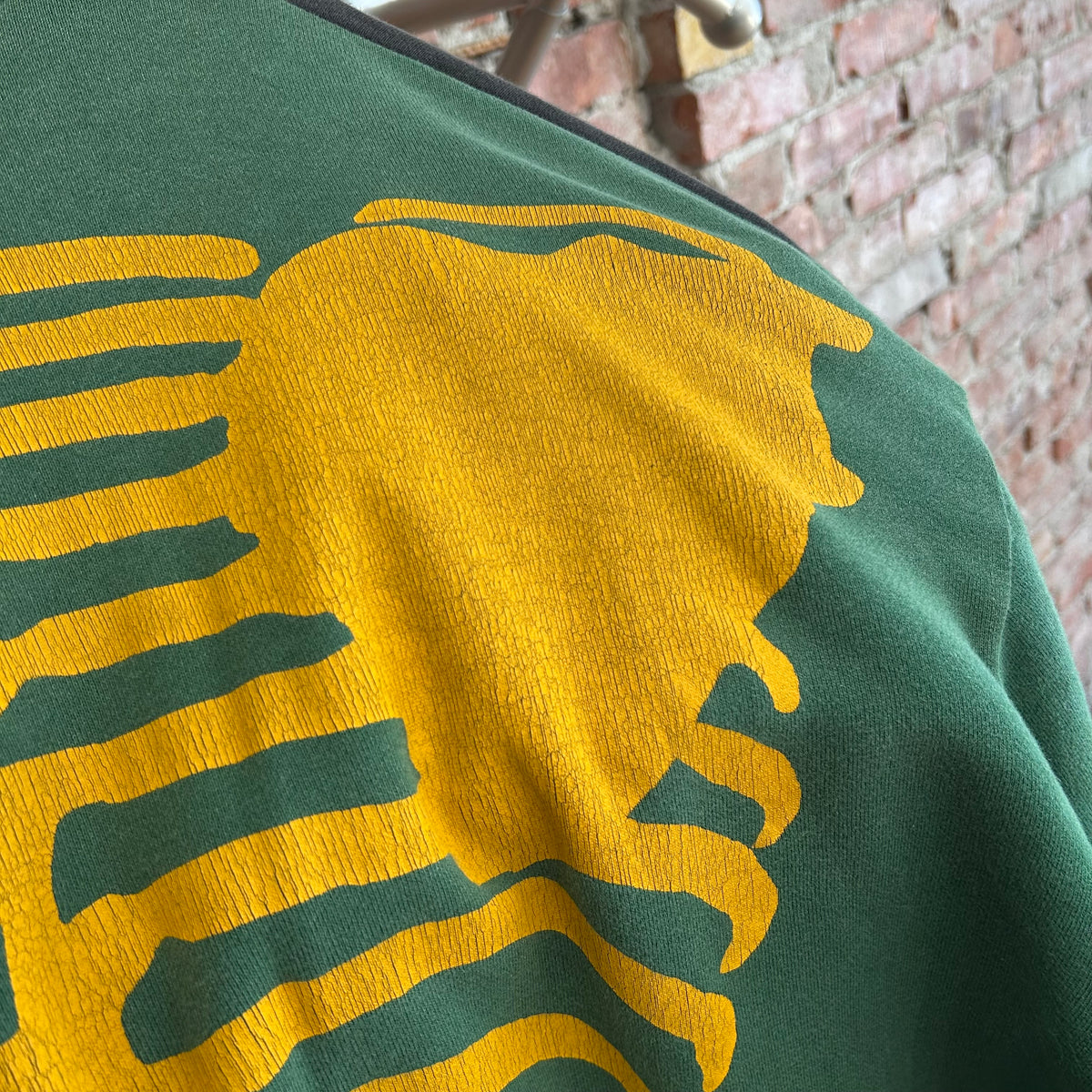 KAPITAL KOUNTRY OVERSIZED 2-TONE BONES CREWNECK ‘GREEN/YELLOW’
