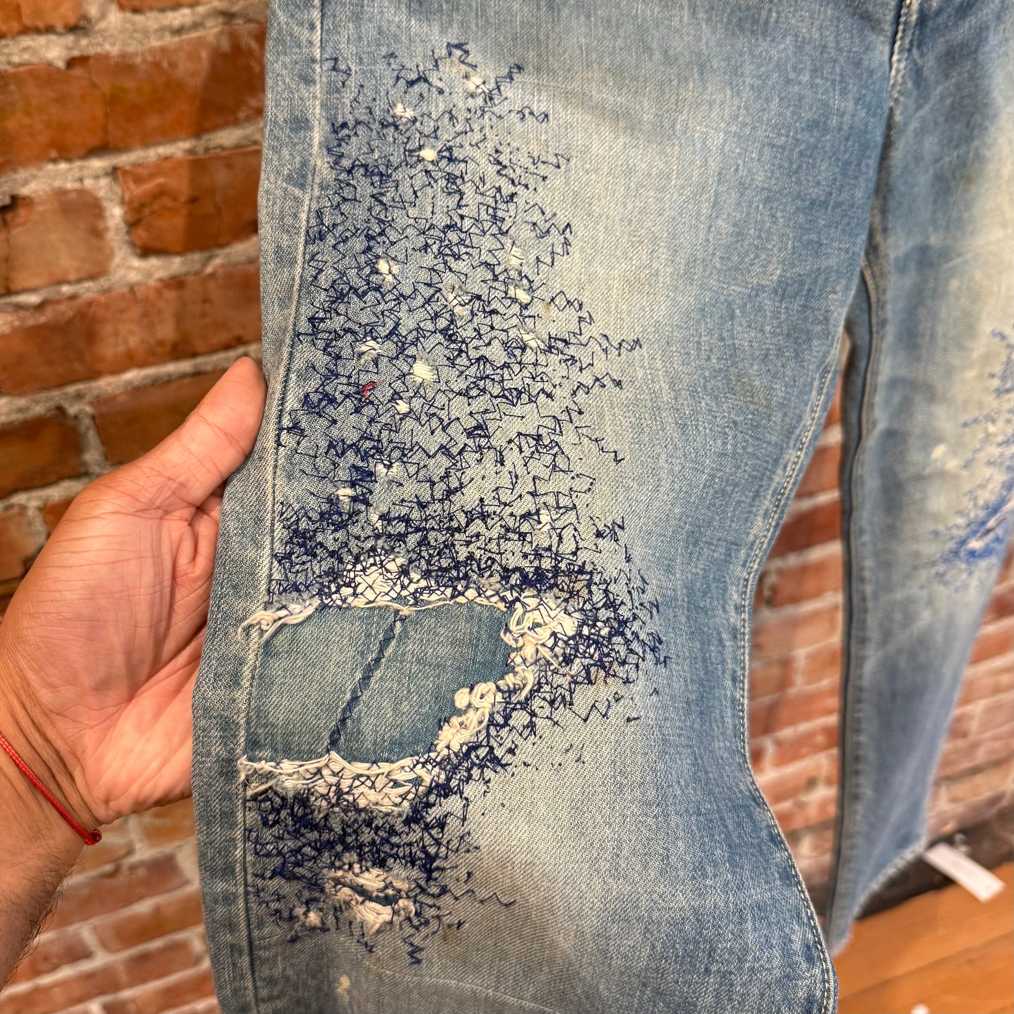 KAPITAL VIP ORDER 5P MONKEY CISCO "3 YEAR FADE" SASHIKO DENIM ‘BLUE’