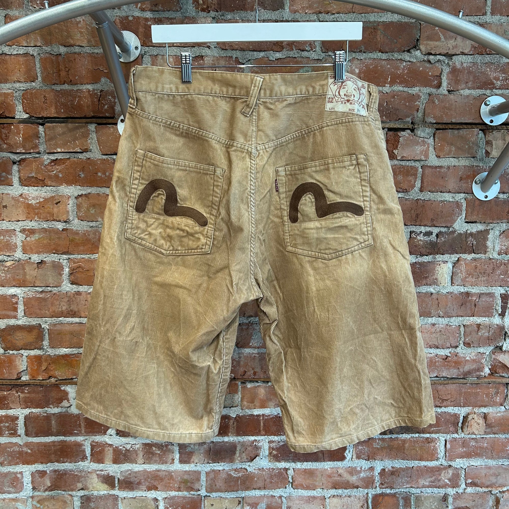 EVISU CORDUROY CHAINSTITCH SHORTS 'TAN'