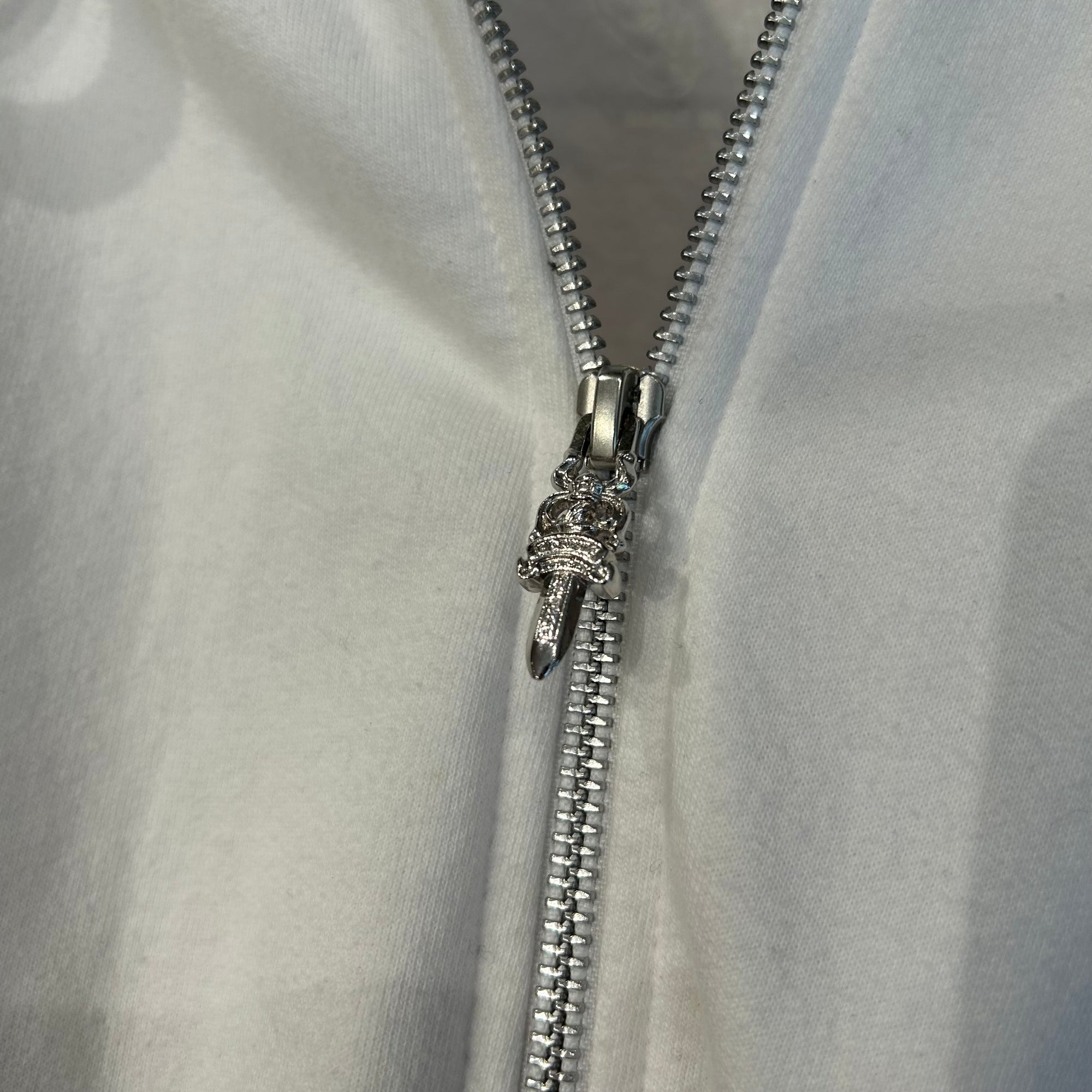 CHROME HEARTS HORSESHOE FLORAL ZIP HOODIE ‘WHITE’