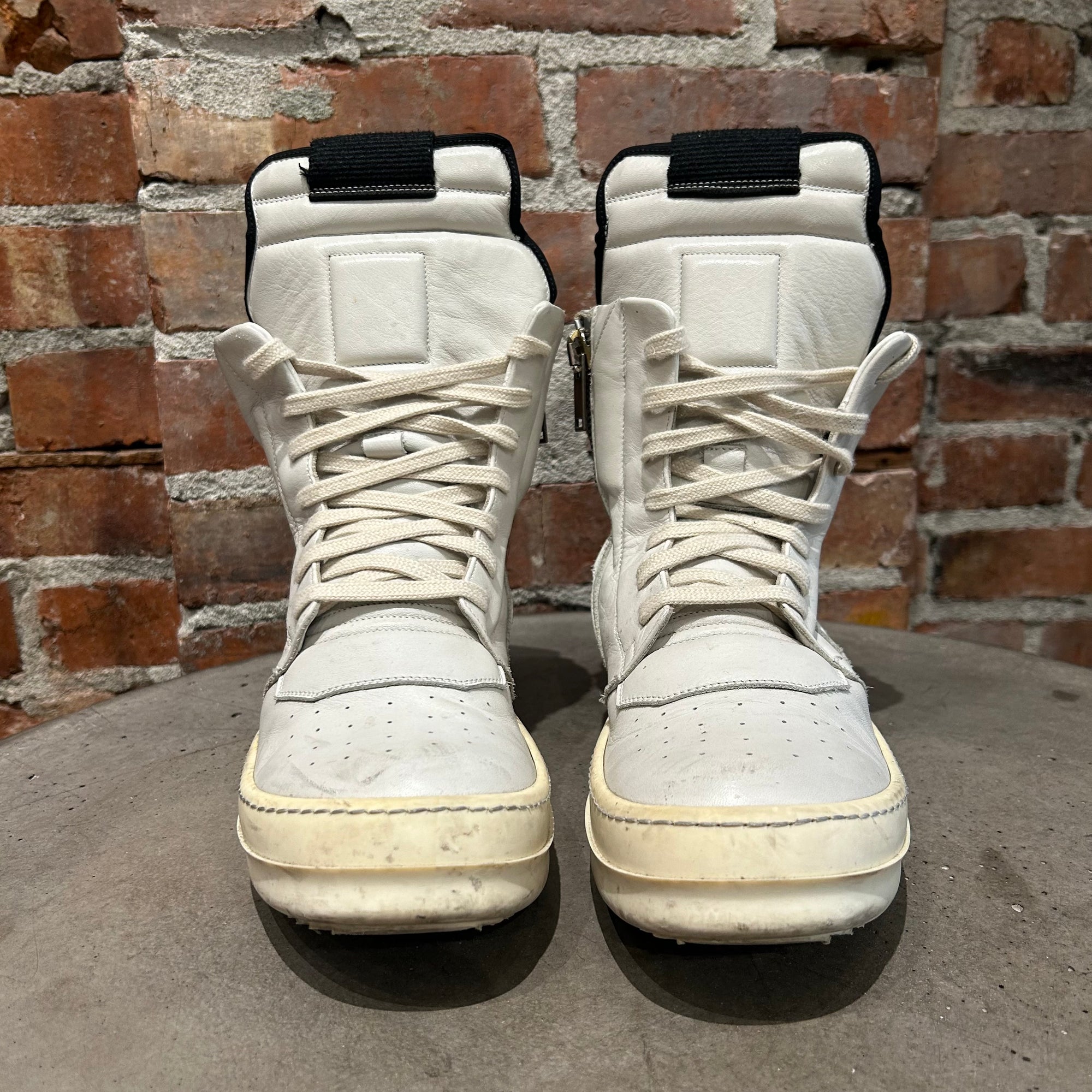 RICK OWENS FW16 GEOBASKET SNEAKERS ‘MILK’
