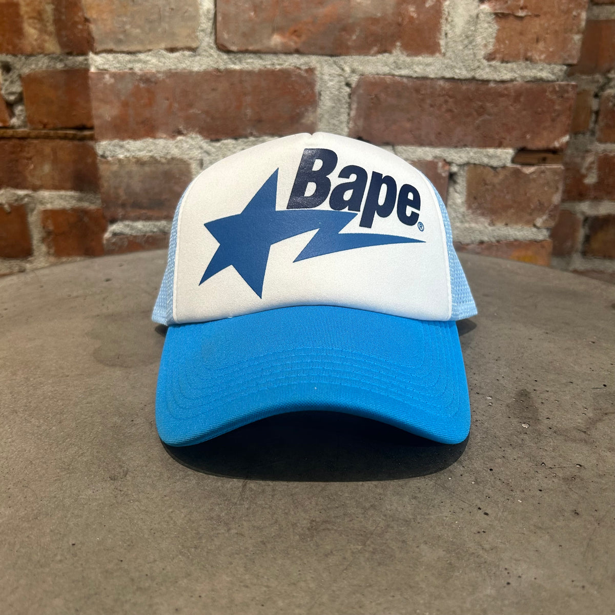 BAPE BAPESTA TRUCKER HAT ‘LIGHT BLUE/WHITE’