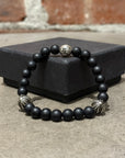 CHROME HEARTS CROSSBALL BEADED 3-BALL BRACELET ‘BLACK’