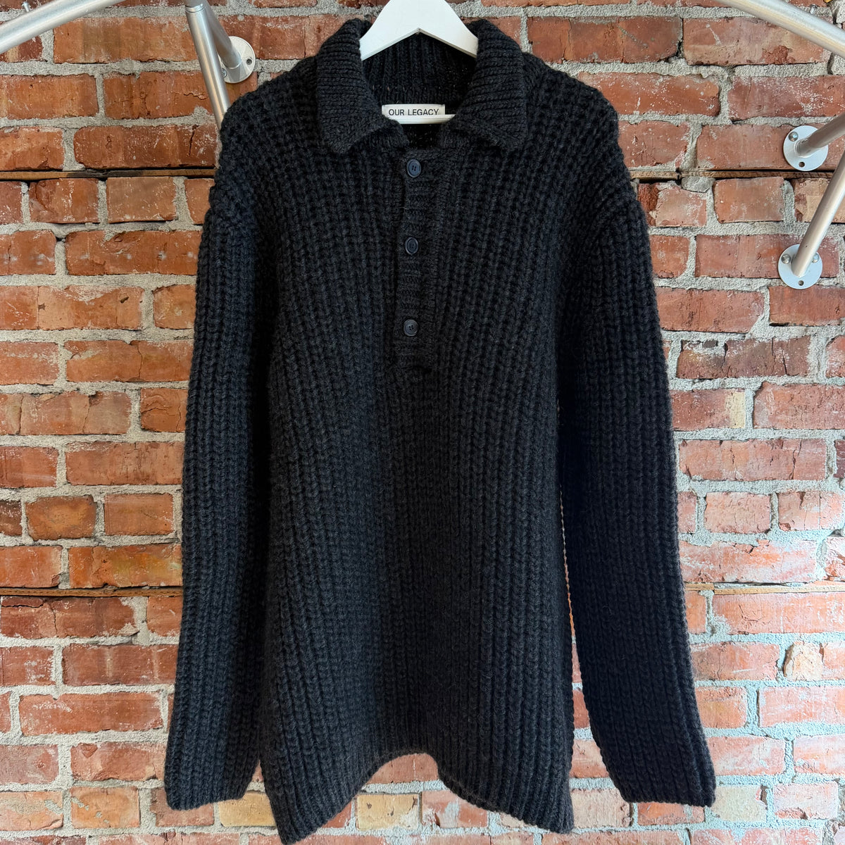 OUR LEGACY BIG PIQUET OVERSIZED SWEATER ‘CHARCOAL’