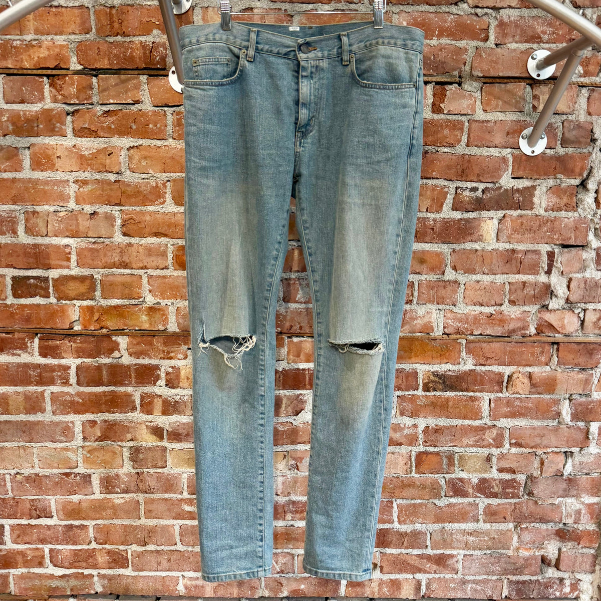 SAINT LAURENT SS15 D02 KNIFE CUT DENIM ‘MUD WASH BLUE’