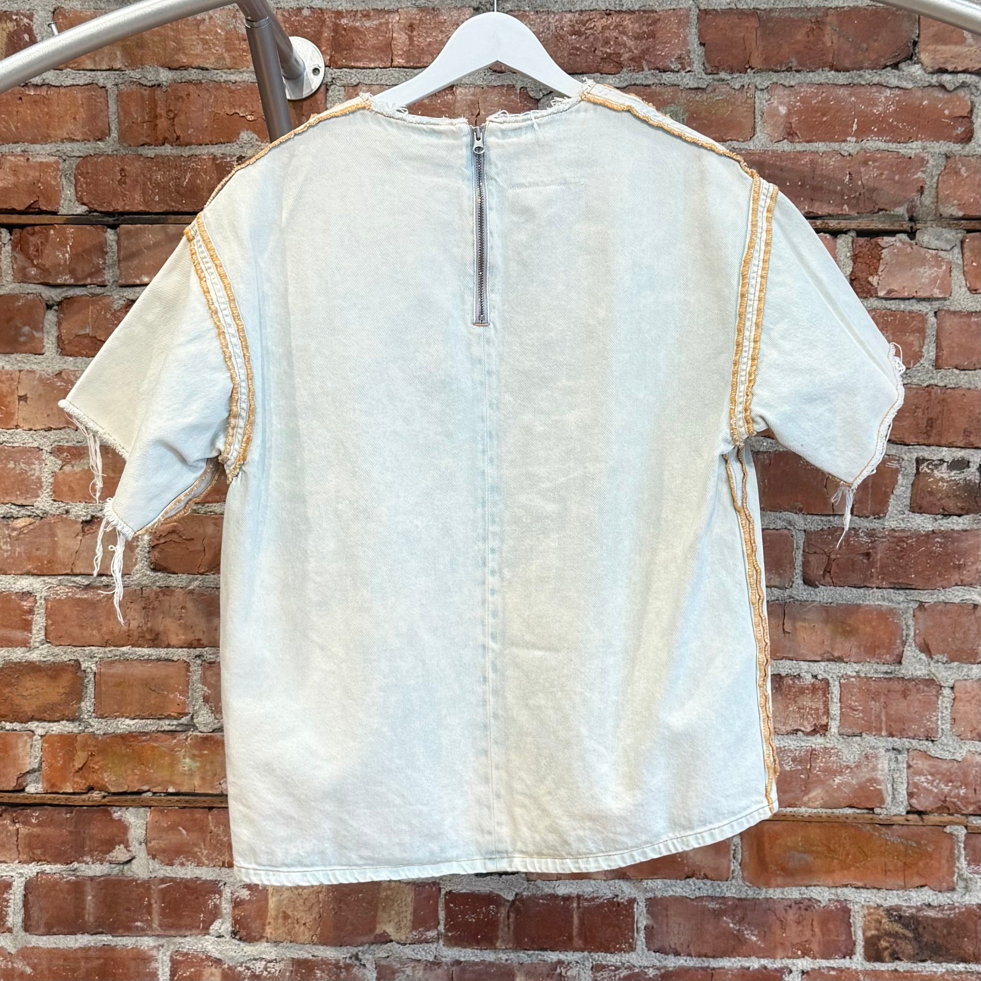 MAISON MARGIELA MM6 REVERSIBLE DISTRESSED DENIM TEE 'WHITE'