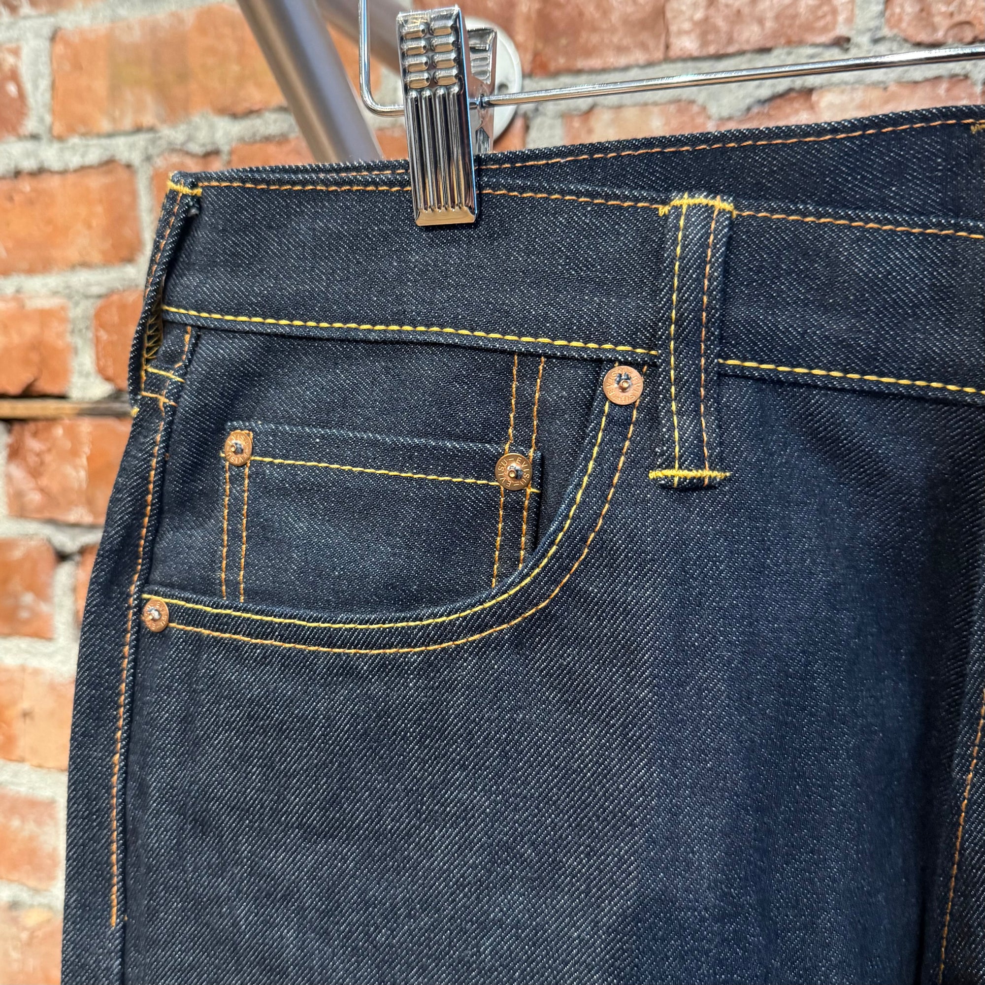 EVISU LOT 0001 CHENILLE GULL DENIM 'INDIGO/GREEN'