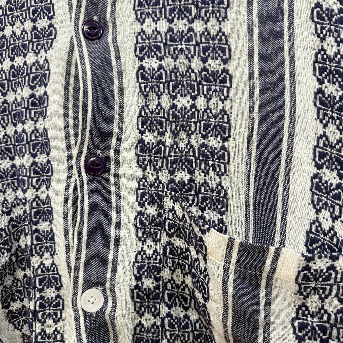 NEEDLES CABANA PAPILLON STRIPE SHIRT ‘CREAM/PURPLE’