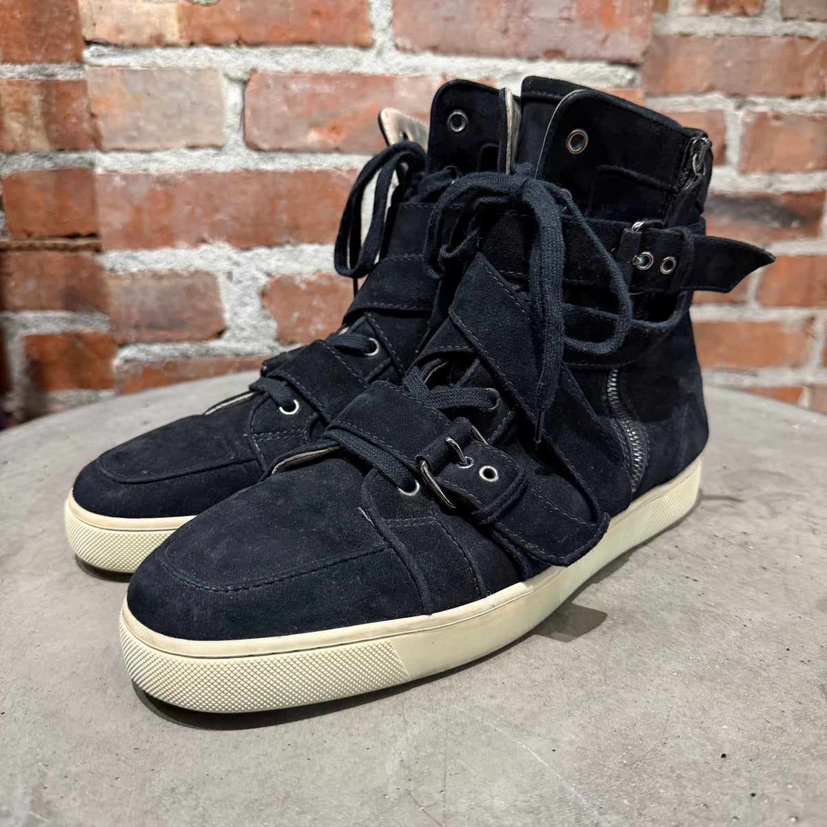 CHRISTIAN LOUBOUTIN HIGH TOP BONDAGE SUEDE SNEAKERS ‘BLACK’