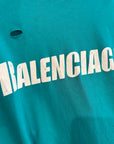 BALENCIAGA SS20 DESTROYED FLATGROUND TEE ‘TURQUOISE’