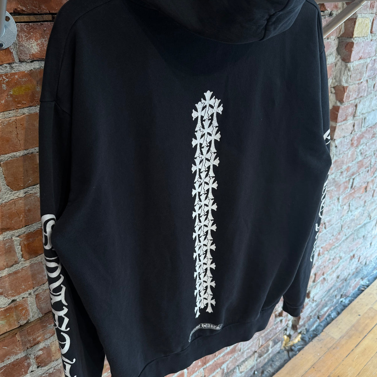 CHROME HEARTS CEMETERY CROSS SPINE PULLOVER HOODIE ‘BLACK’