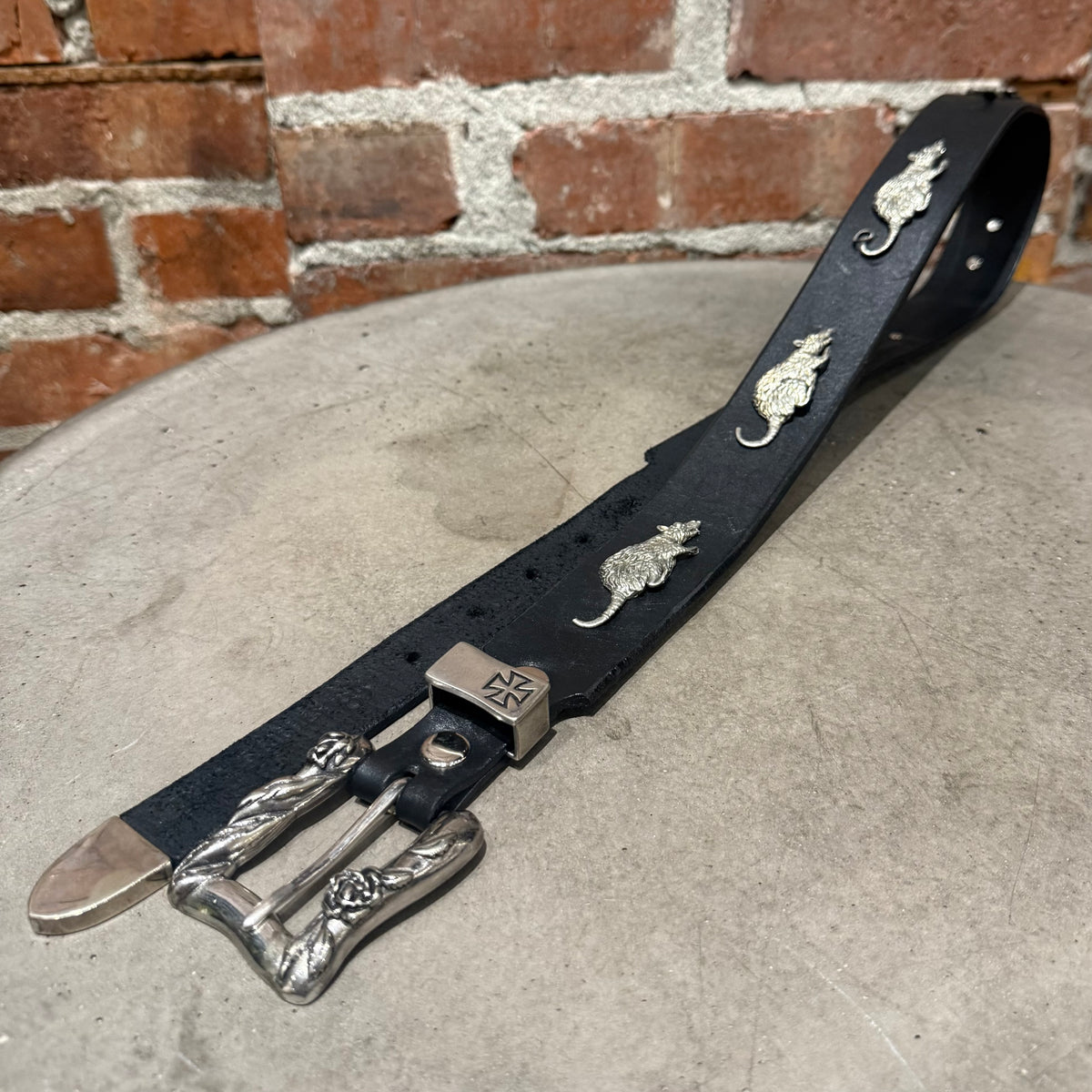 ENFANTS RICHES DEPRIMES FW25 RAT CHASE LEATHER BELT ‘BLACK/SILVER’