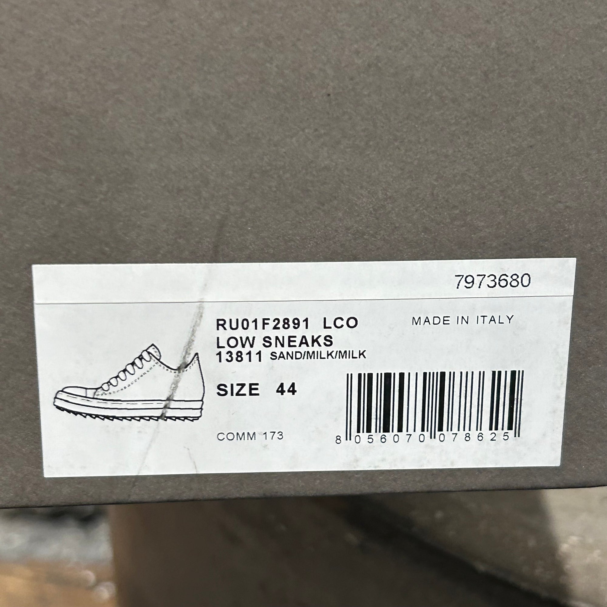 RICK OWENS FW25 LEATHER RAMONE LOW SNEAKERS ‘SAND’