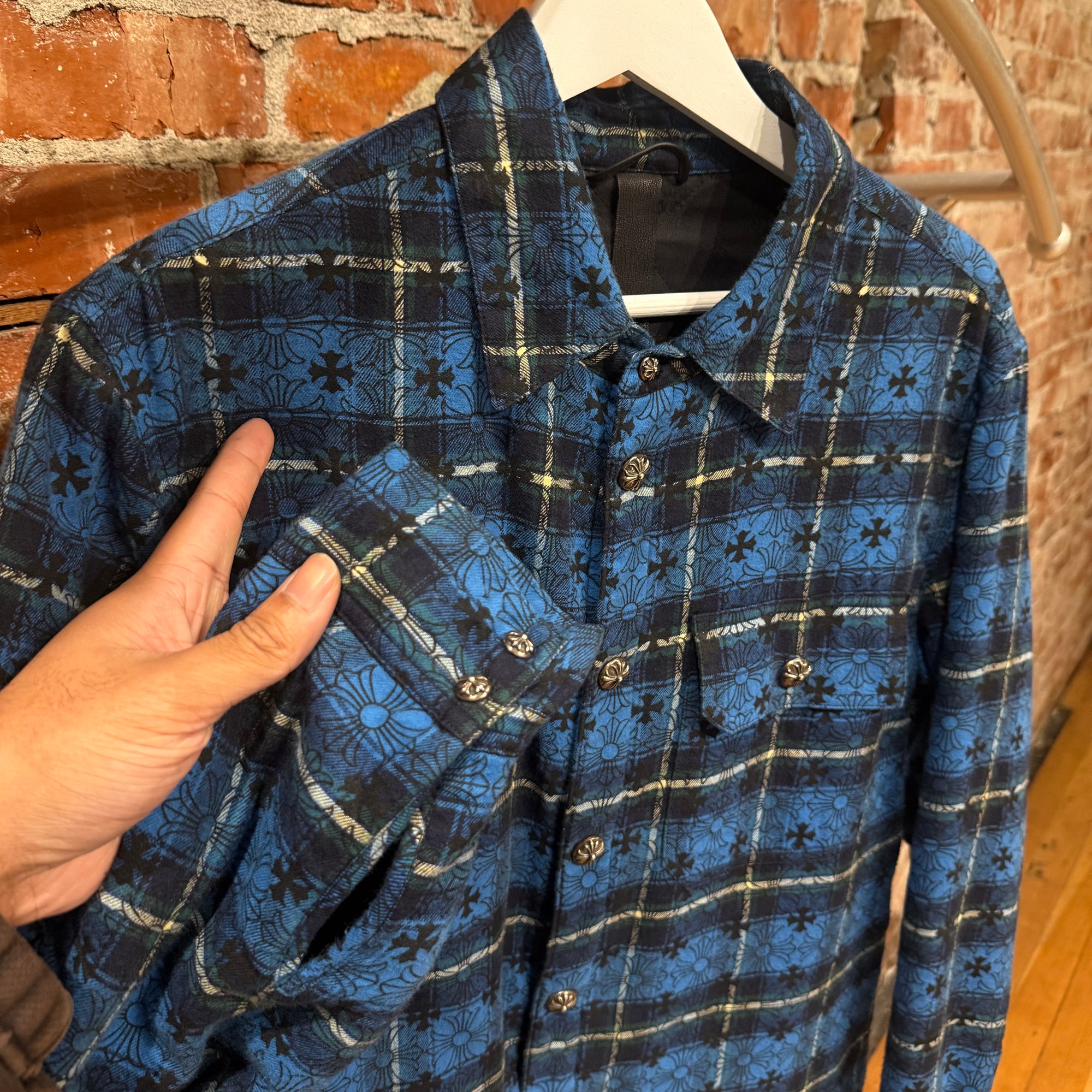 CHROME HEARTS MONOGRAM WORK DOG FLANNEL ‘BLUE’