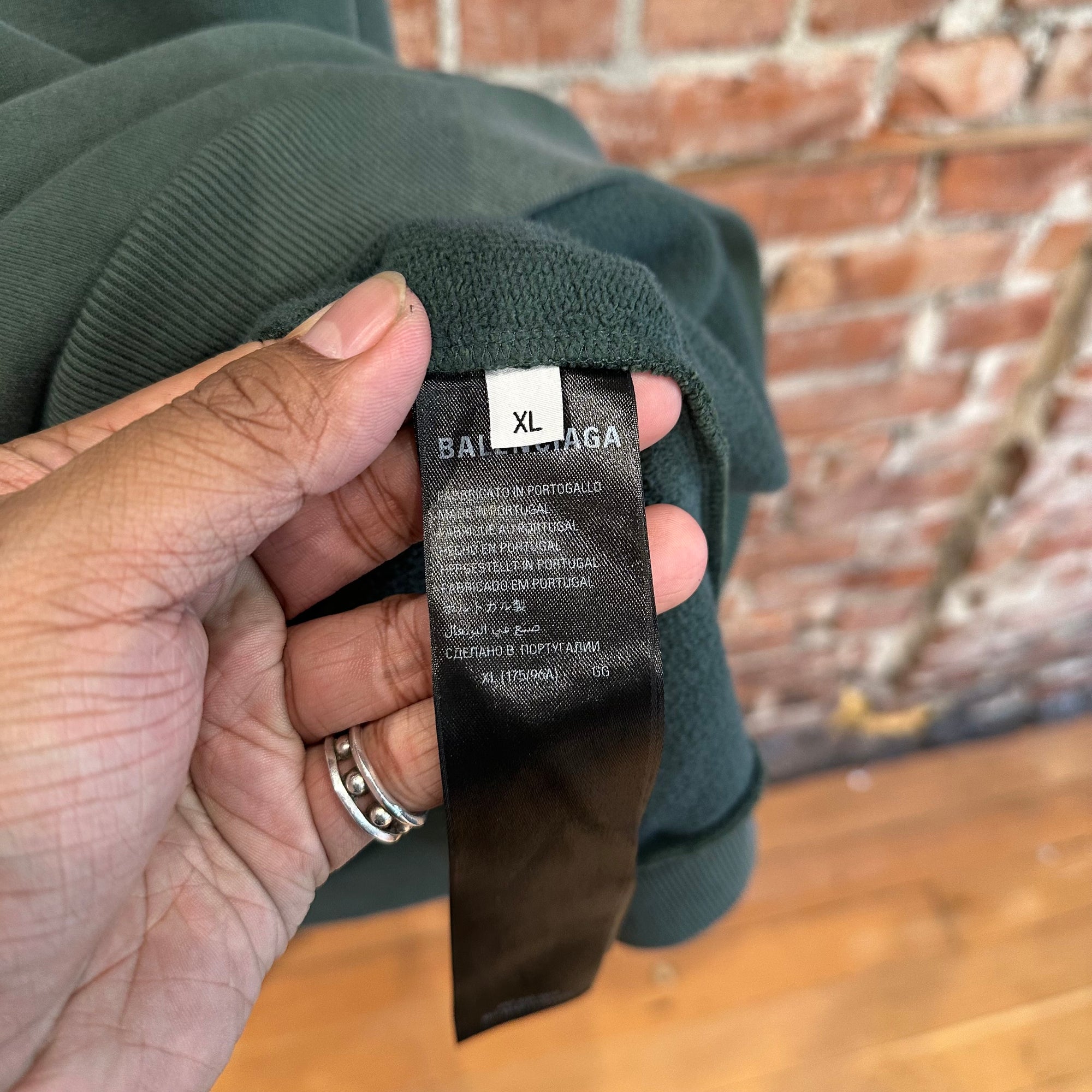BALENCIAGA SS25 BASKETBALL LARGE FIT HOODIE ‘FOREST’