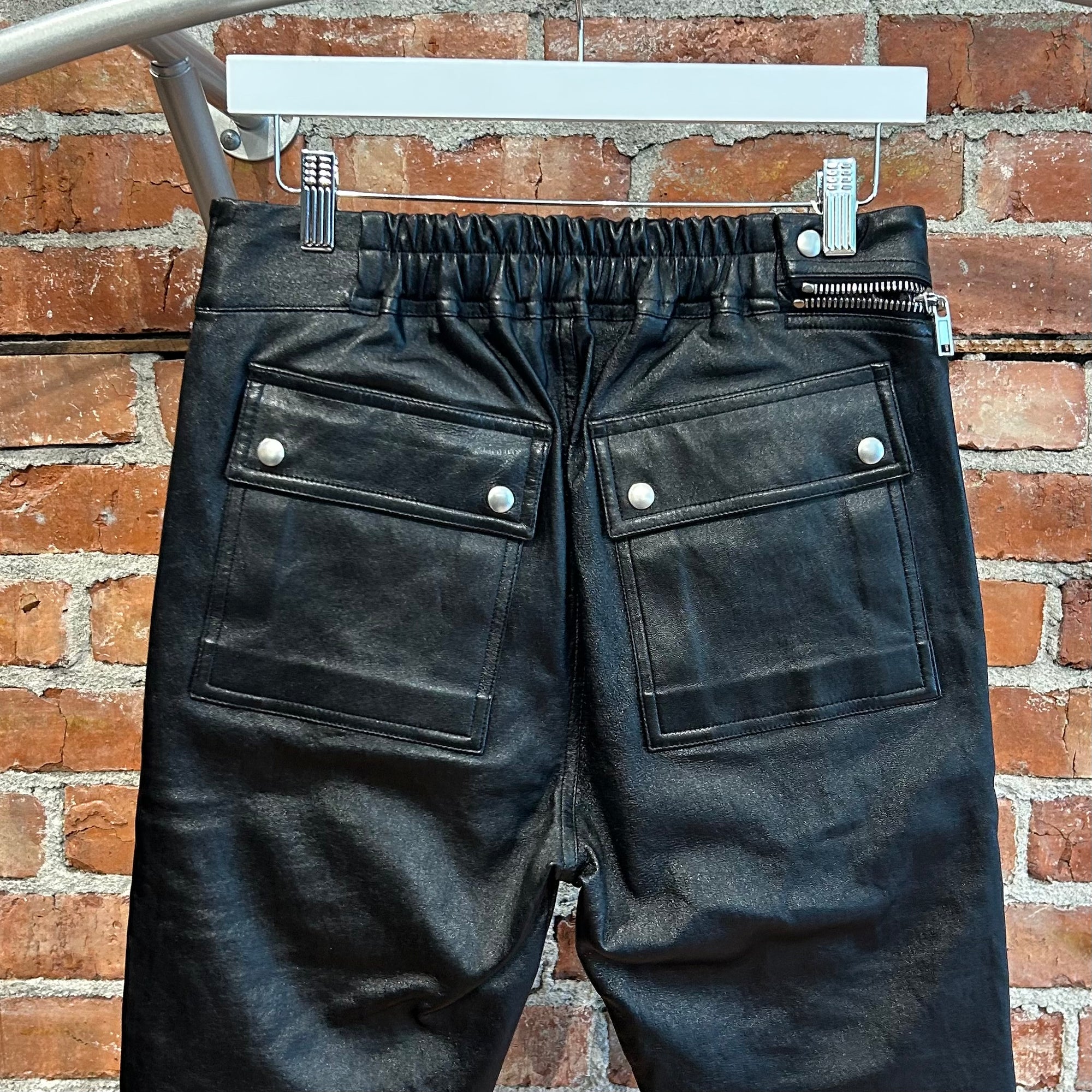 RICK OWENS FW19 LARRY LEATHER AIRCUT PANTS ‘BLACK’