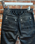 RICK OWENS FW19 LARRY LEATHER AIRCUT PANTS ‘BLACK’