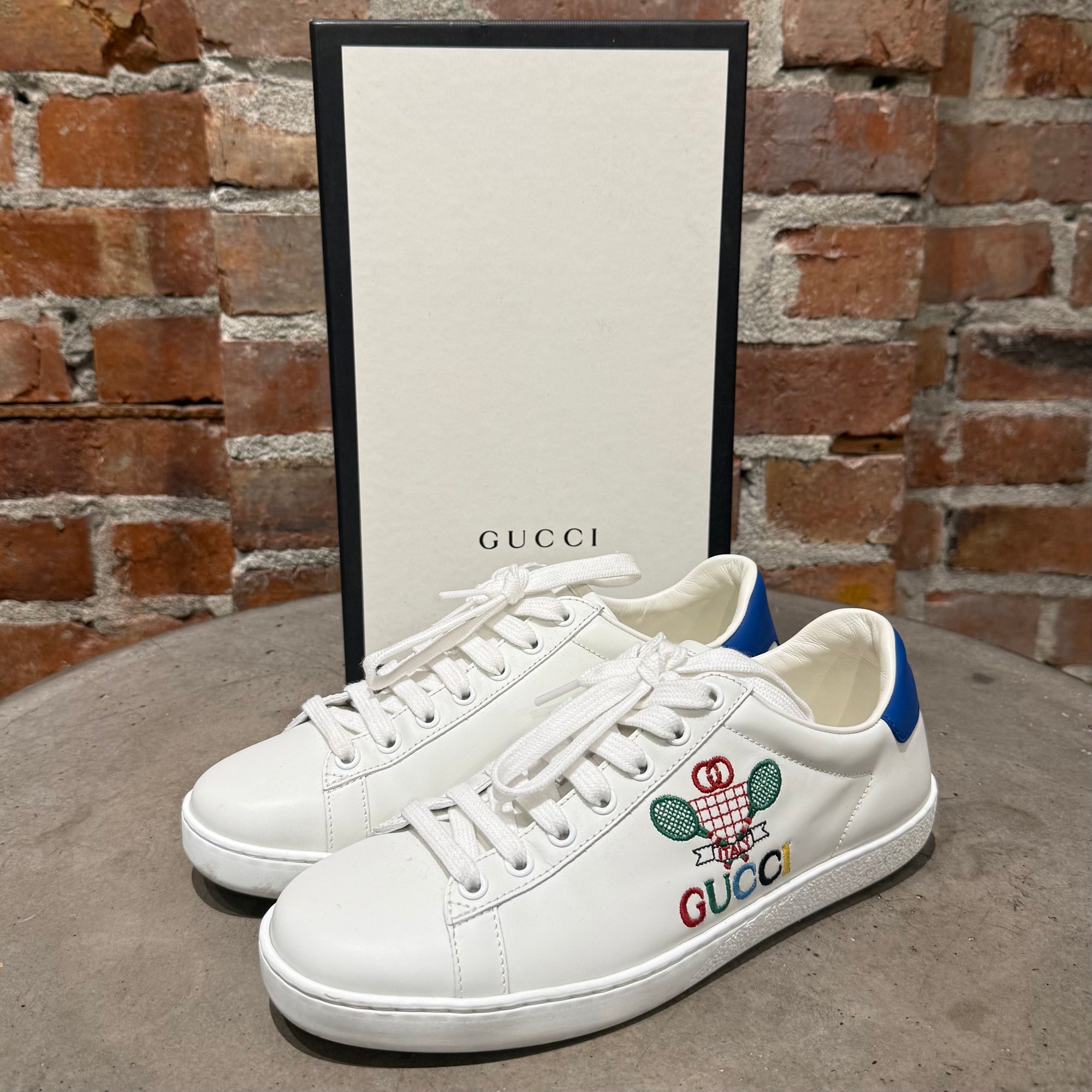 GUCCI ACE EMBROIDERED TENNIS SNEAKERS ‘WHITE’