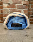 KAPITAL SHERPA EAR FLAP TRUCKER HAT ‘BLUE/BROWN’