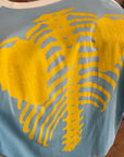 KAPITAL KOUNTRY OVERSIZED 2-TONE BONES TEE ‘BLUE/YELLOW’