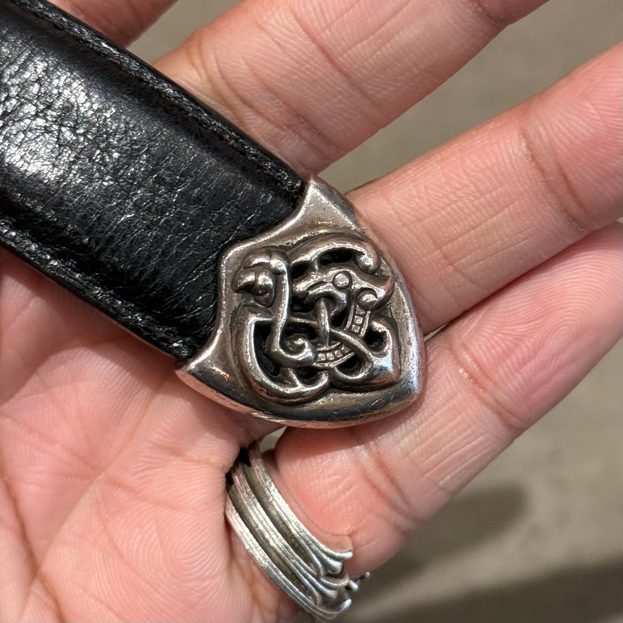 CHROME HEARTS 3-PIECE CELTIC 1" WESTERN BELT ‘BLACK’