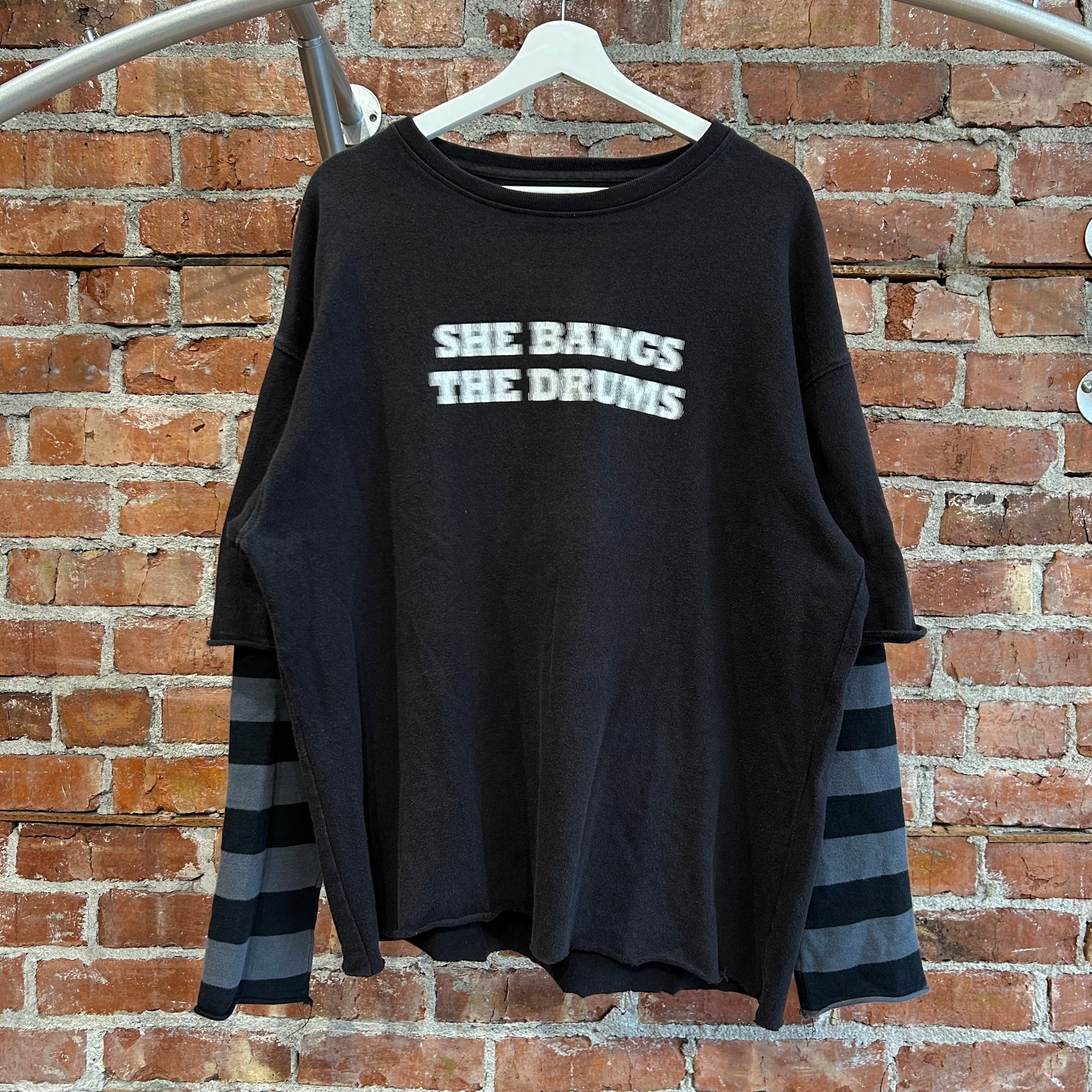 MIDNIGHT STUDIOS DUAL LAYERED STRIPED LONG SLEEVE ‘BLACK/GRAY’