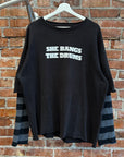 MIDNIGHT STUDIOS DUAL LAYERED STRIPED LONG SLEEVE ‘BLACK/GRAY’