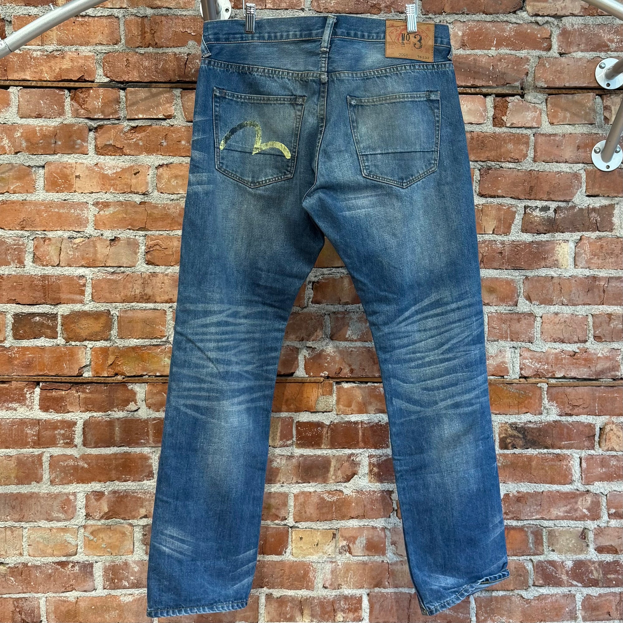 EVISU LOT 005 OFFSET GULL PRINT DENIM ‘BLUE/IVORY’